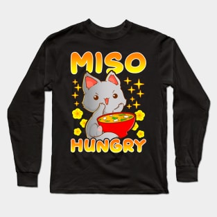 Cute Anime Cat Kitty Miso Hungry Pun Kawaii Long Sleeve T-Shirt